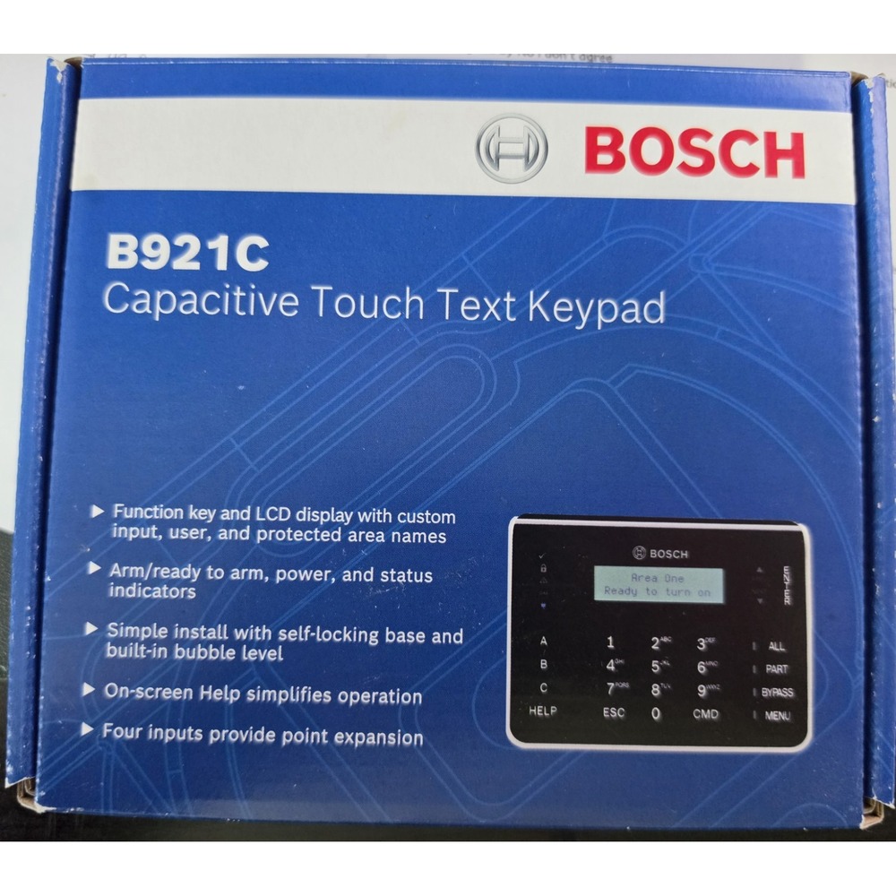 Bosch B921C Capacitive Touch Text Keypad Black Alarm System Control Panel NIB